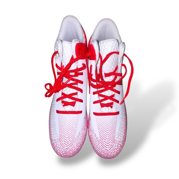 Under Armour Men\'s Football Cleats White Red Molded High Top Size 11.5